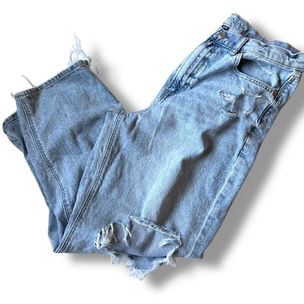 American Eagle Outfitters Blue Relaxed Strigid Mom Distressed Jeans